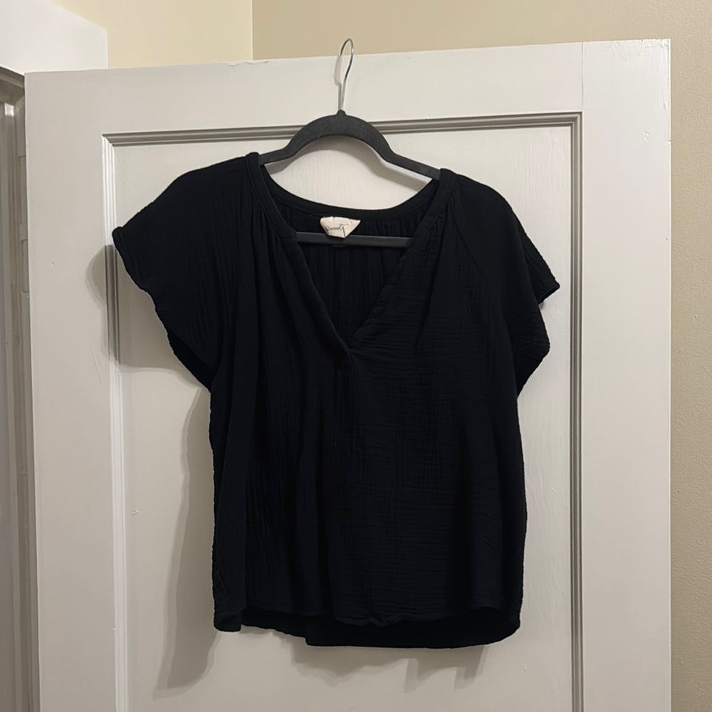 Universal Thread Black Cap Sleeve Blouse Relaxed Fit